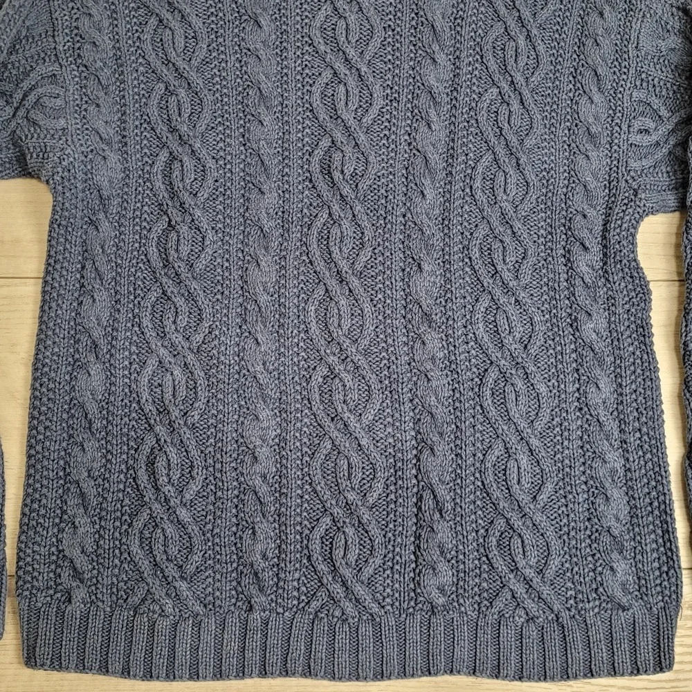 Vintage River Trader Sweater Mens L Linen Blend Fisherman‎ Chunky Cable 90's Y2K